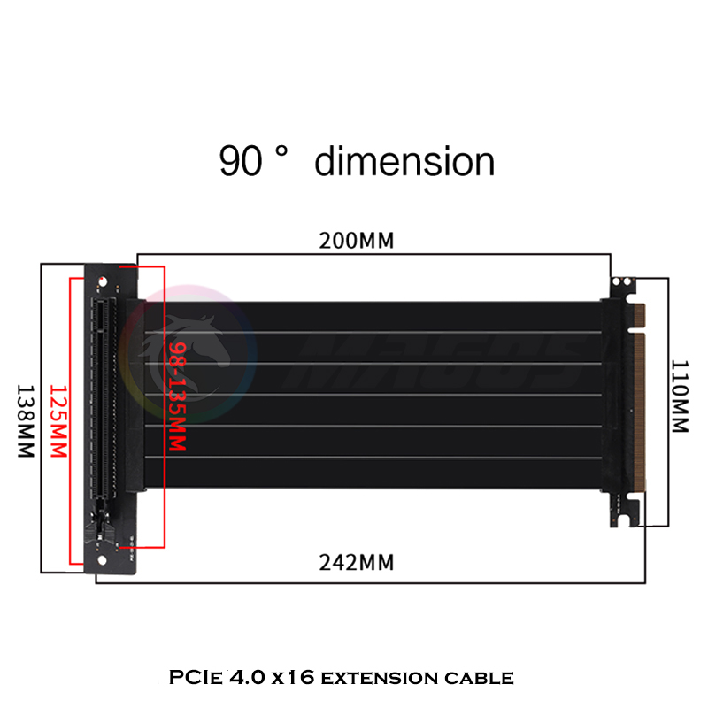 Przedłużacz karty graficznej P – Pcie 4.0 X16 Riser Cable 90 Degree recenzja i cena